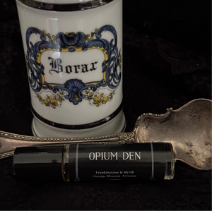 Opium Den perfume oil (frankincense, orange blossom, cream)