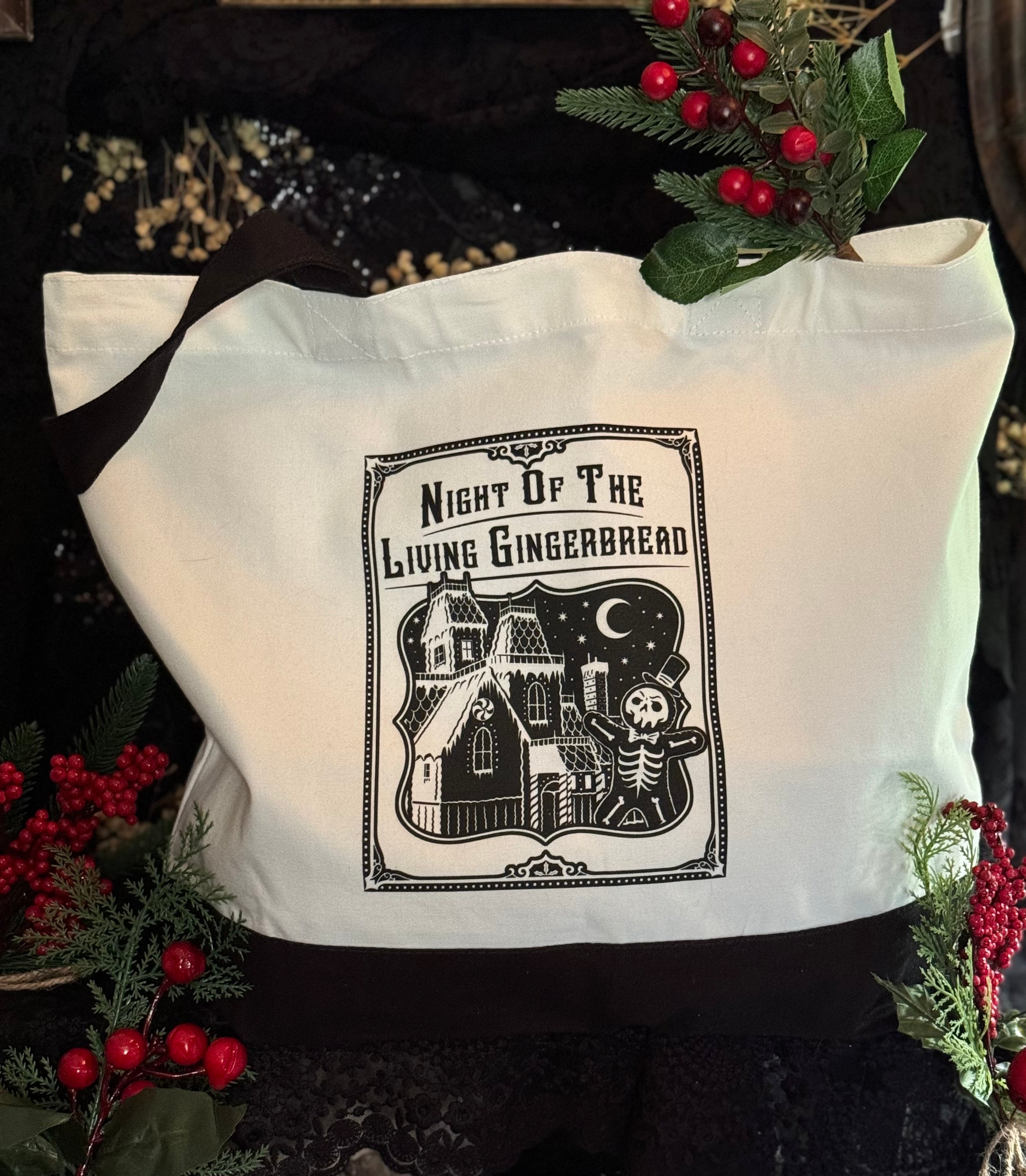 Night of the living gingerbread large tote