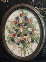 Victorian Silk Mourning flowers  - Oval