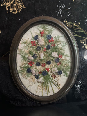 Victorian Silk Mourning flowers  - Oval