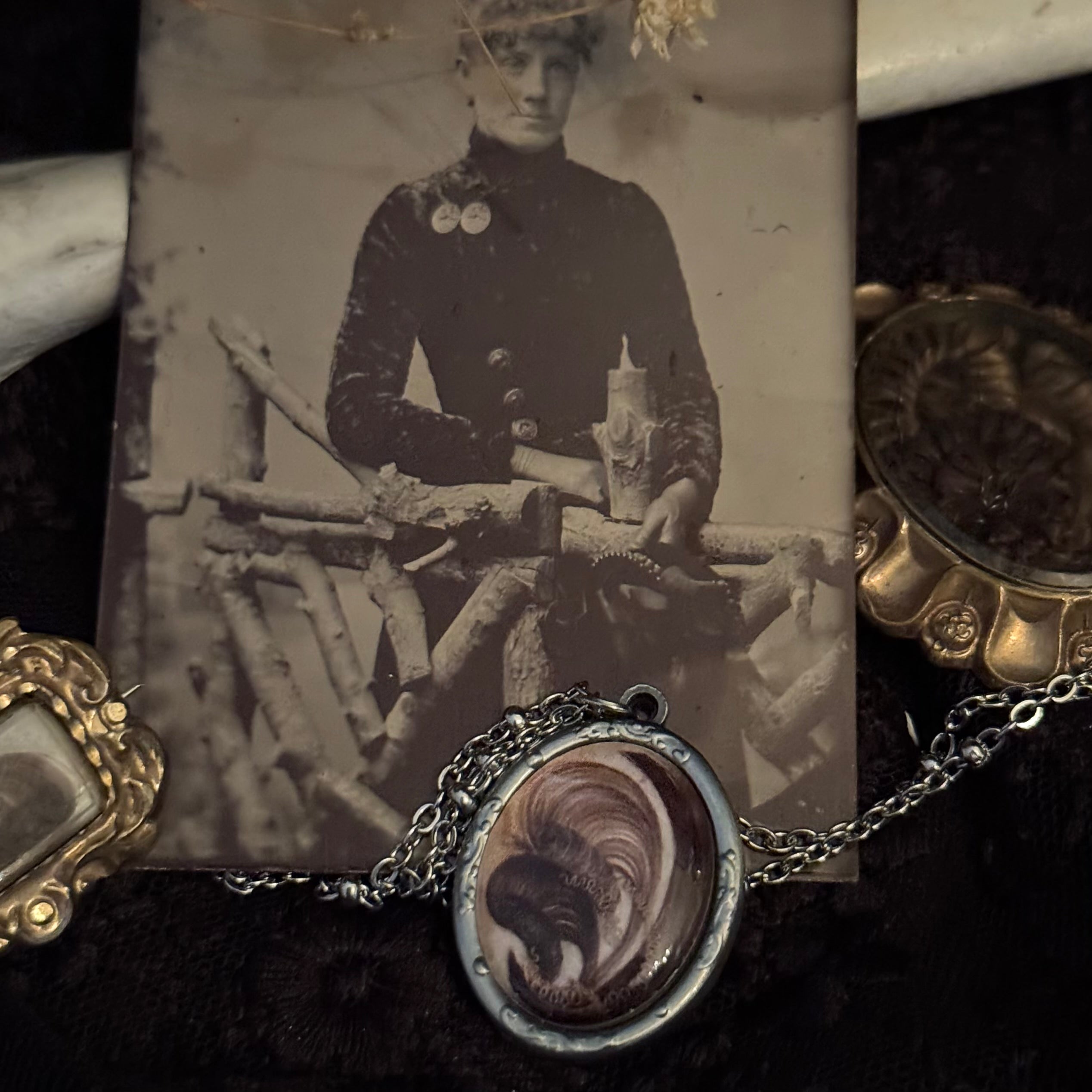 Victorian Mourning Hairwork necklace