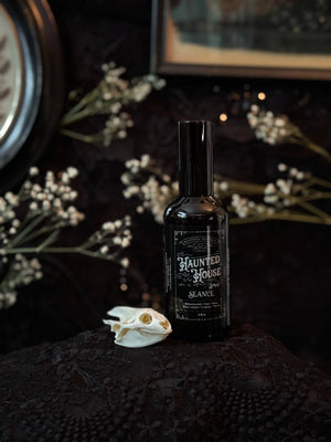 Haunted House Spray- the scent of a Victorian home.  (butterscotch, oak, dusty carpet)