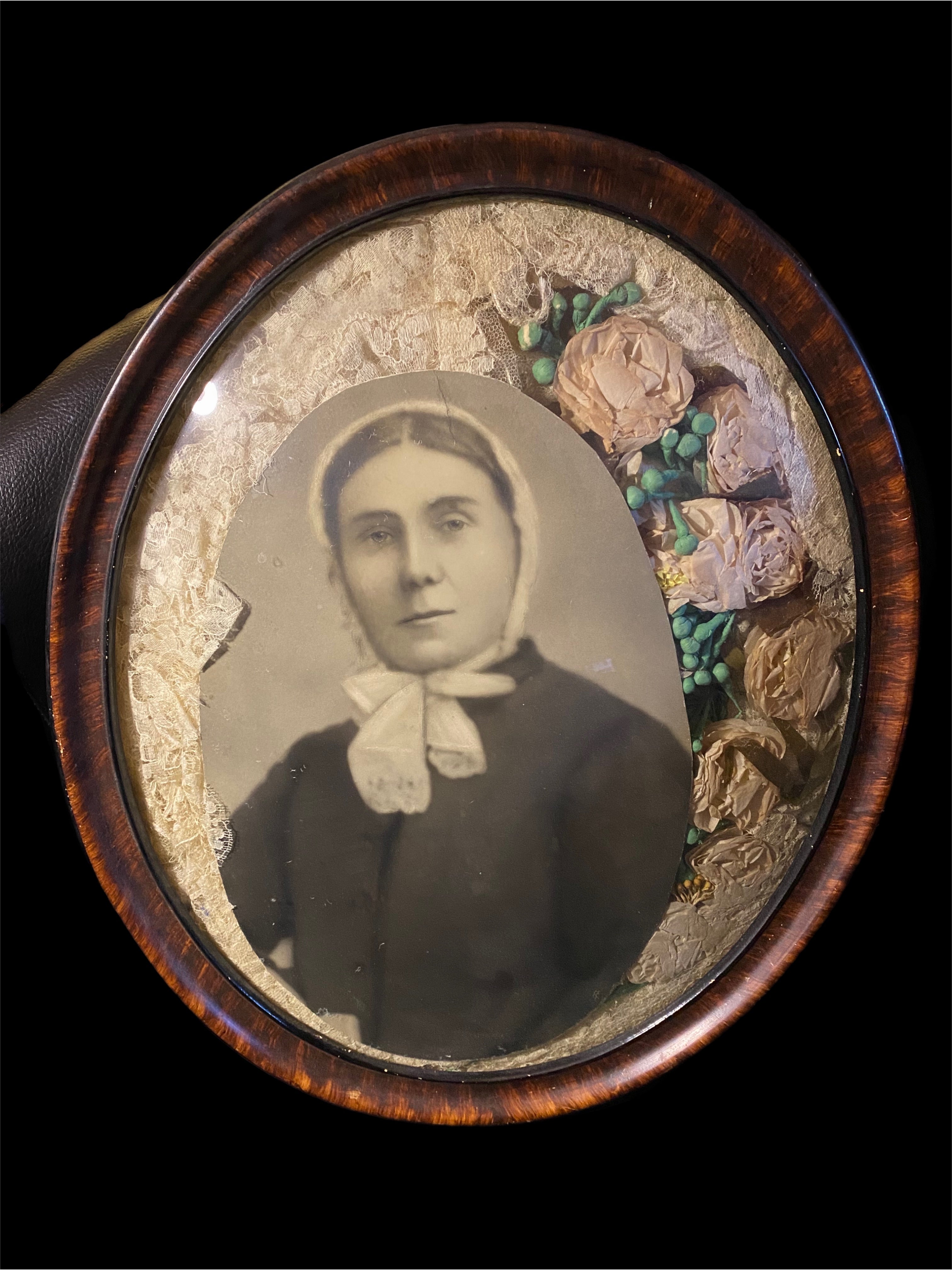 Victorian Mourning memorial in frame