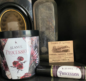 Procession perfume- gasoline, leather, dirt, rocks, funeral flowers